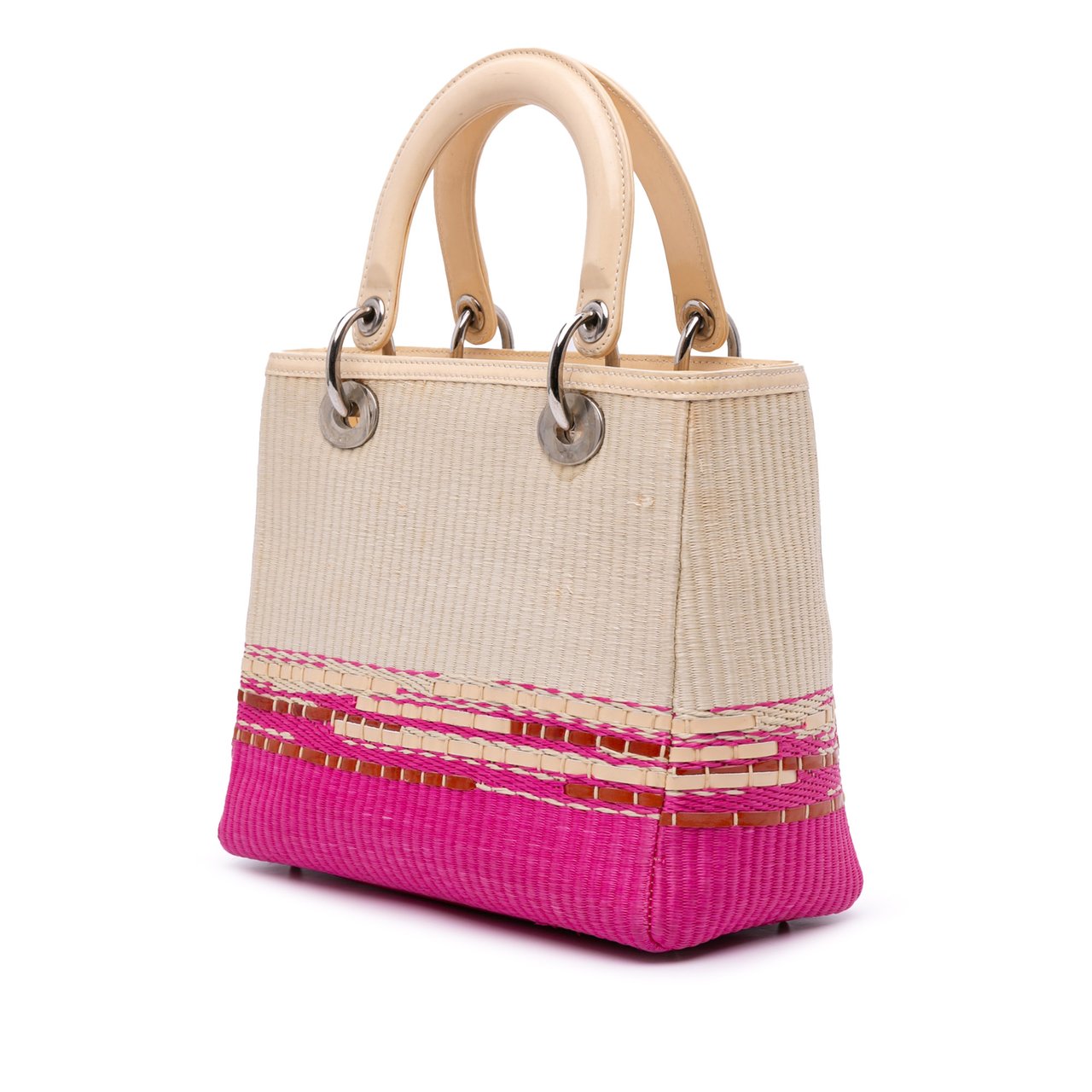 Dior Medium Raffia Lady Dior Bruin