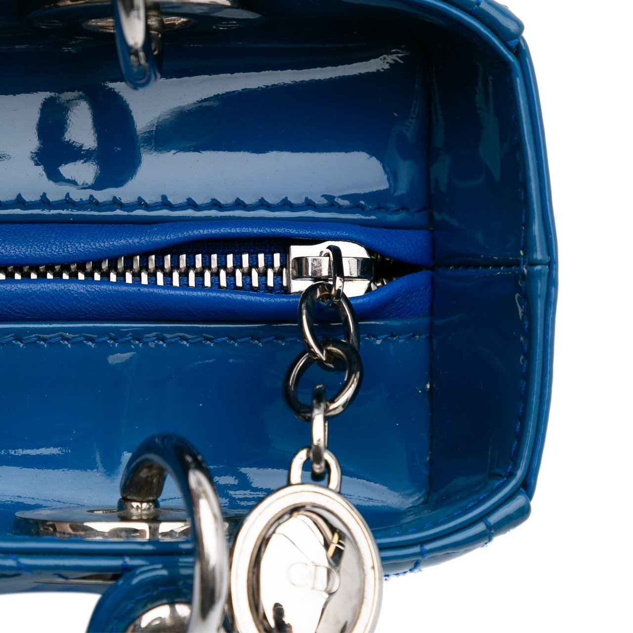 Dior Medium Patent Cannage Lady Dior Blauw