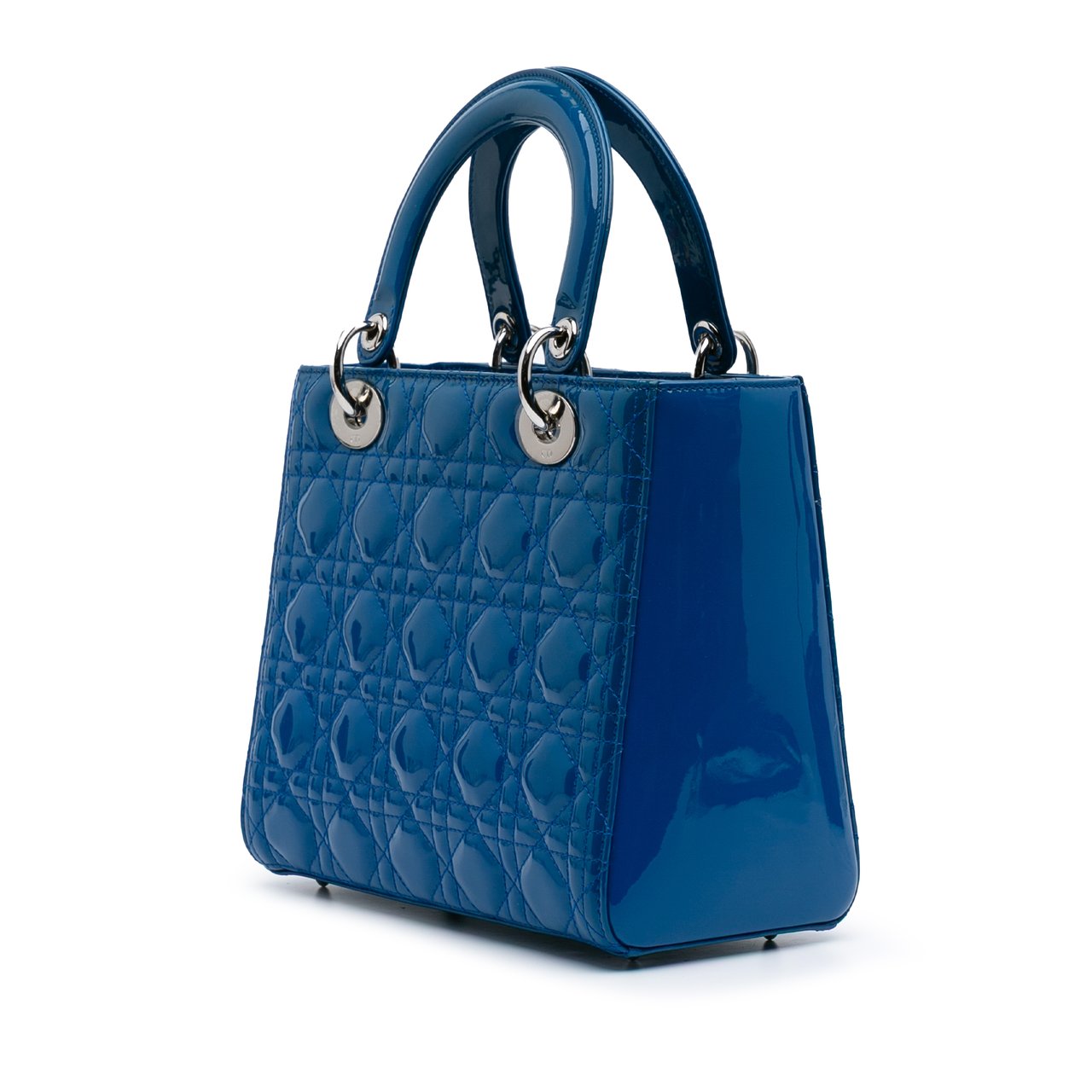Dior Medium Patent Cannage Lady Dior Blauw