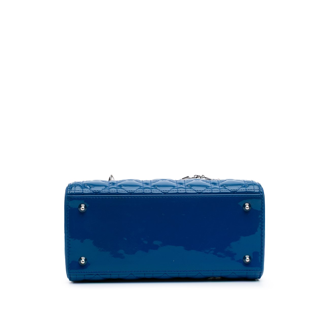 Dior Medium Patent Cannage Lady Dior Blauw