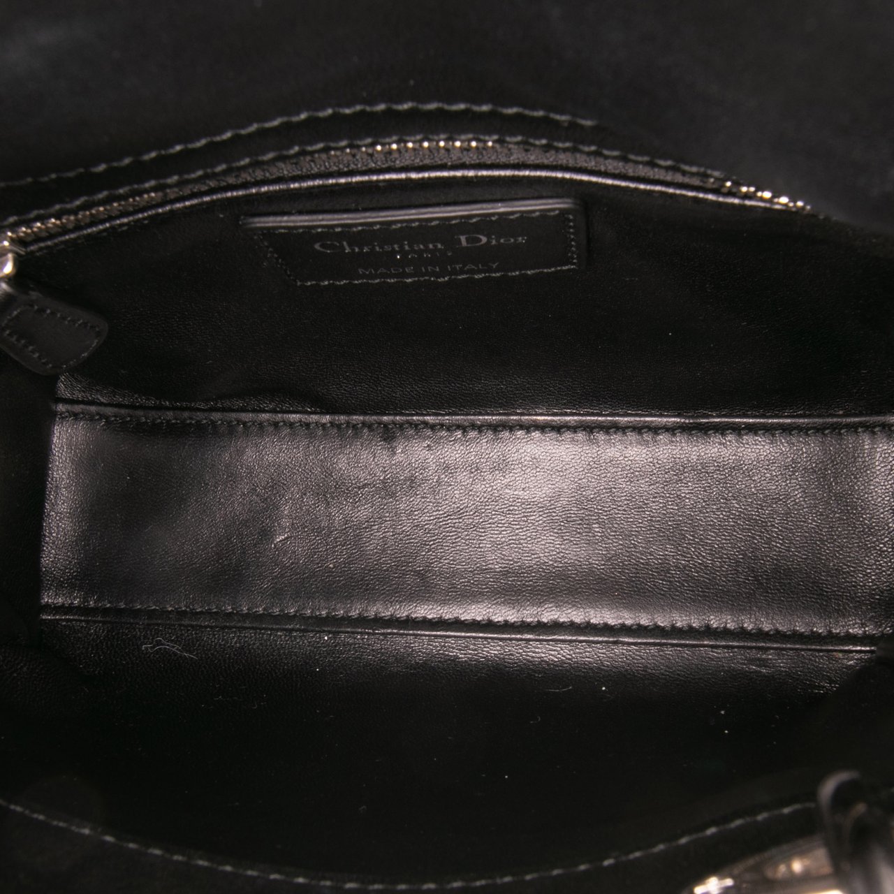 Dior Mini Studded Lambskin Crystal Pearl Lady Dior Wit