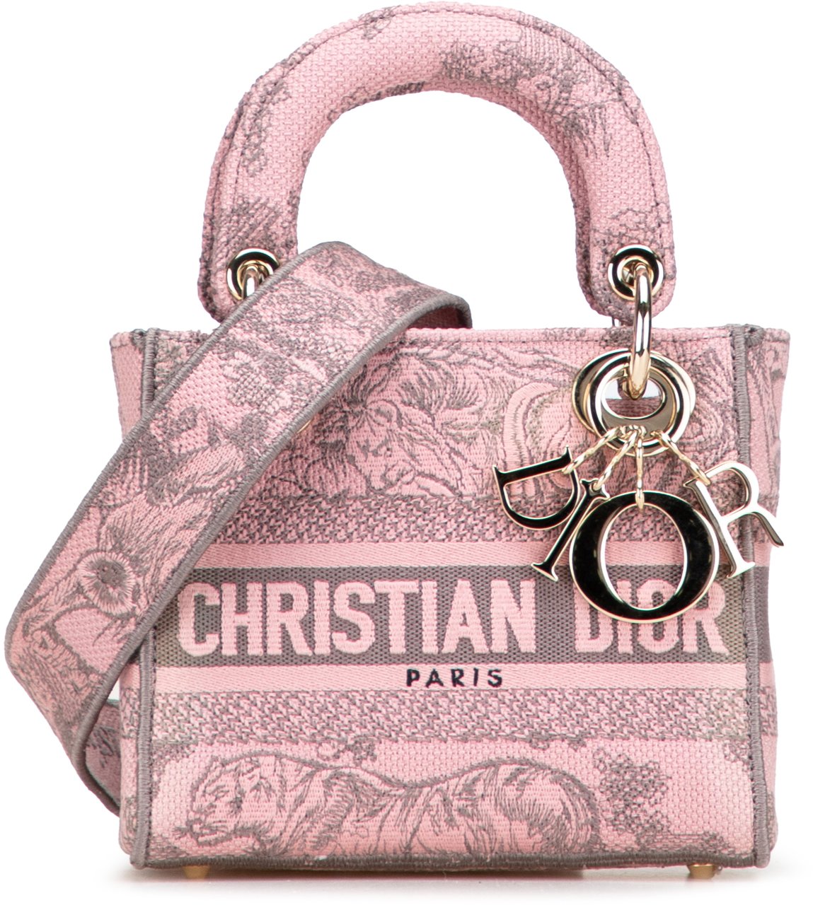 Dior Mini Embroidered Canvas Toile De Jouy Lady D Lite Roze