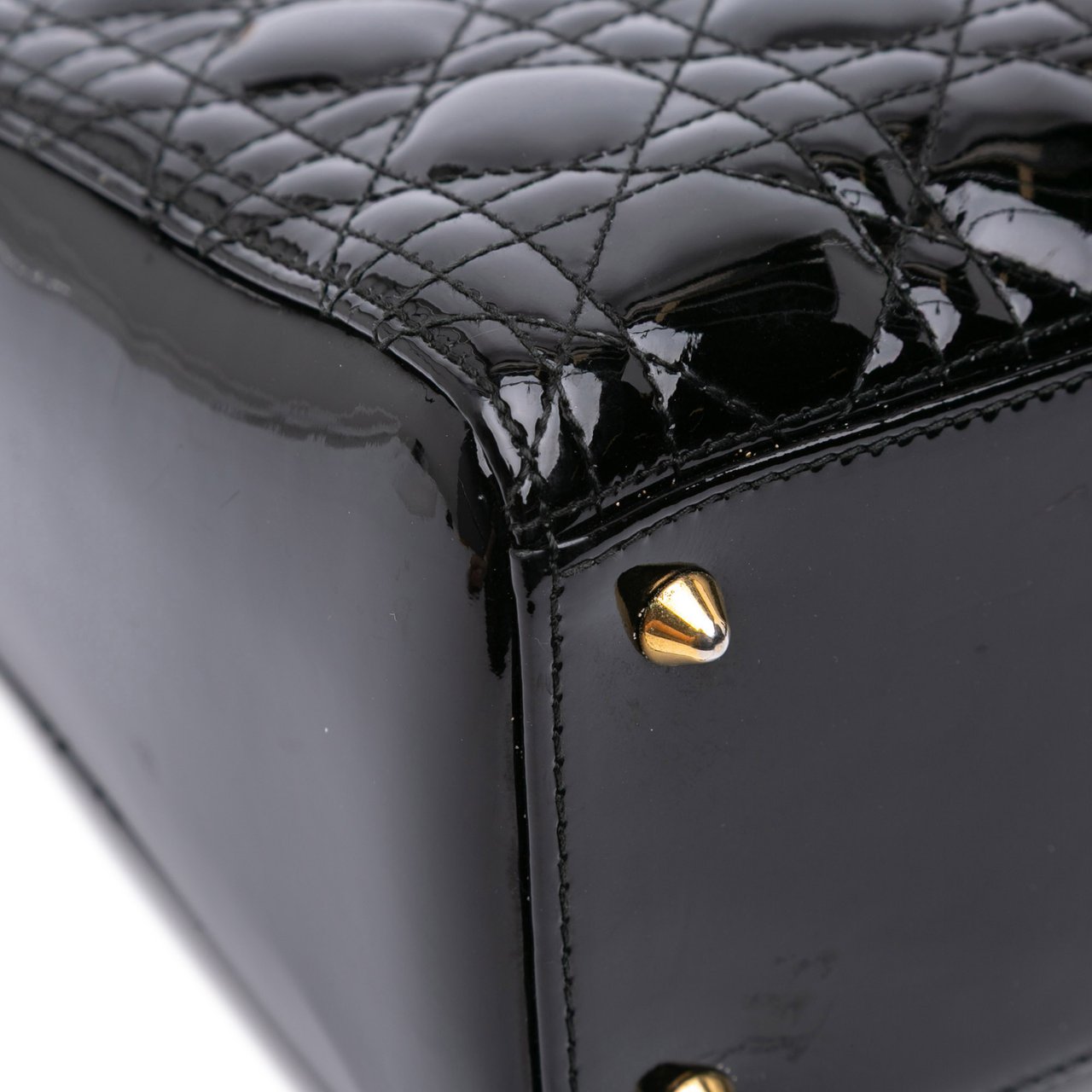 Dior Medium Patent Cannage Lady Dior Zwart