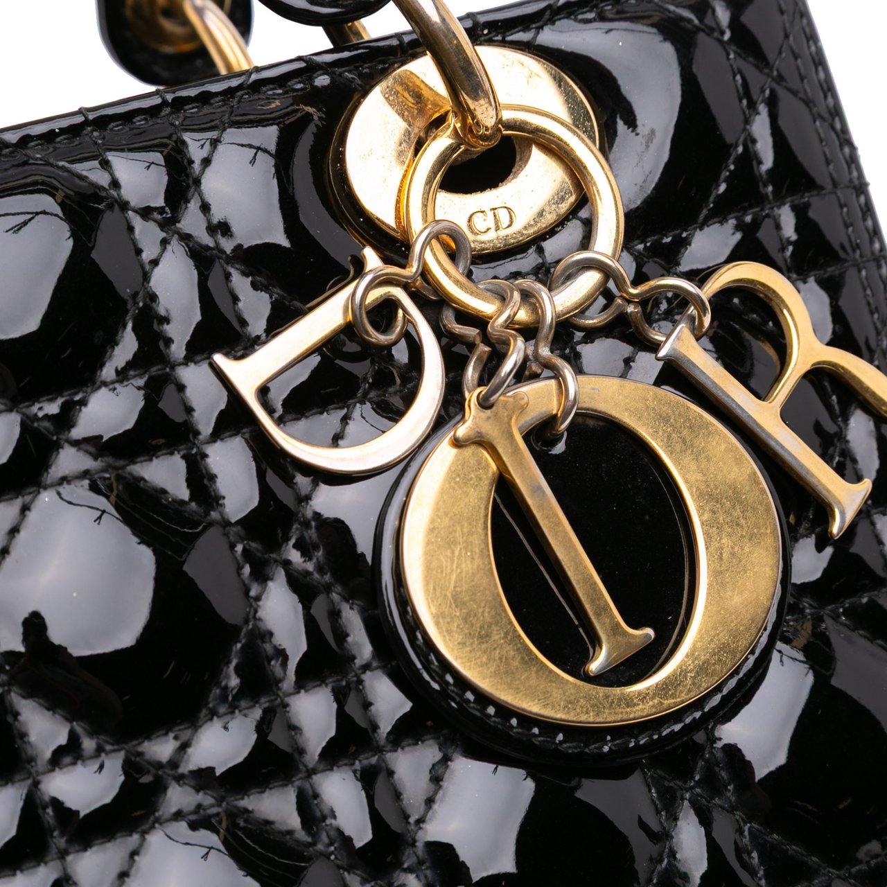 Dior Medium Patent Cannage Lady Dior Zwart