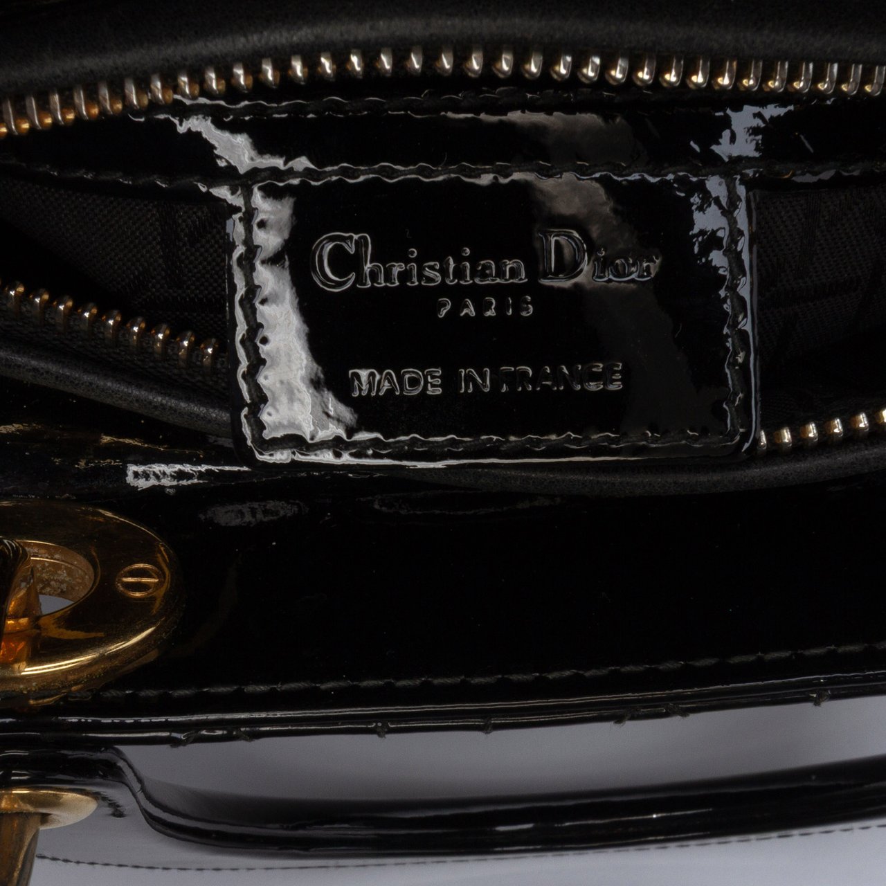 Dior Medium Patent Cannage Lady Dior Zwart