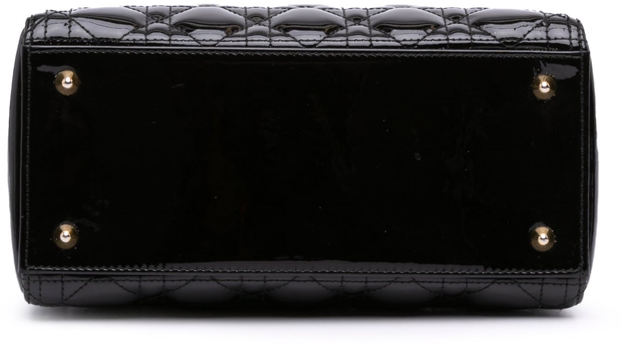 Dior Medium Patent Cannage Lady Dior Zwart