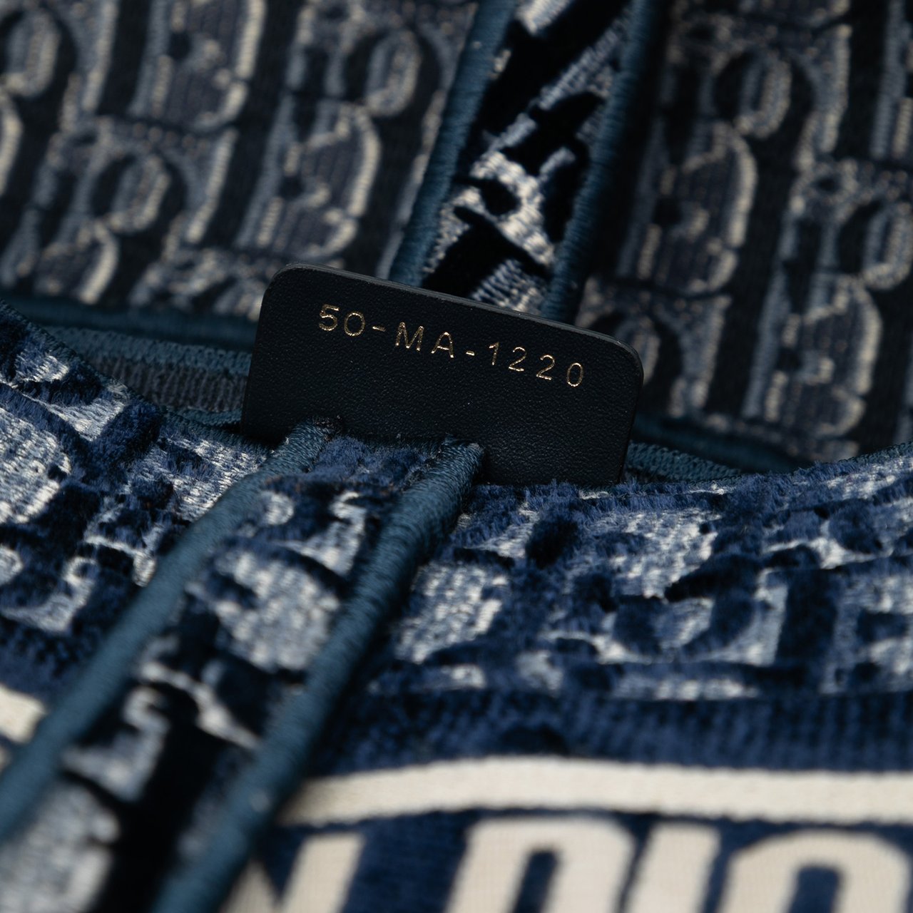 Dior Oblique Embroidered Velvet Saddle Bag Blauw