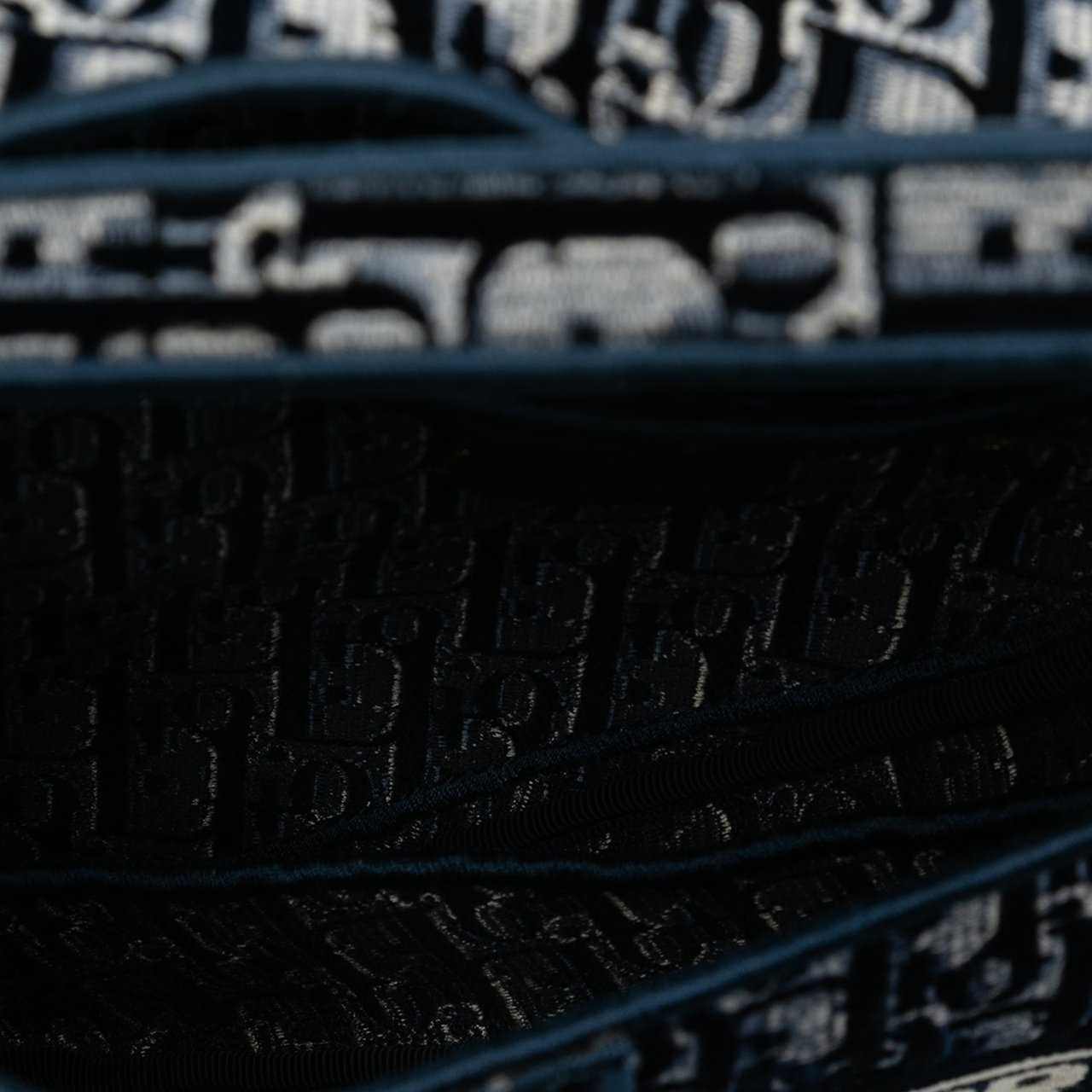 Dior Oblique Embroidered Velvet Saddle Bag Blauw