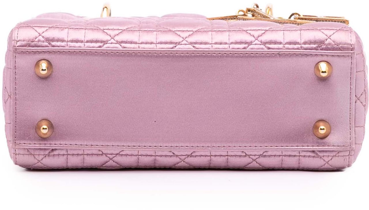 Dior Small Satin Cannage Swarovski Lady Dior Roze