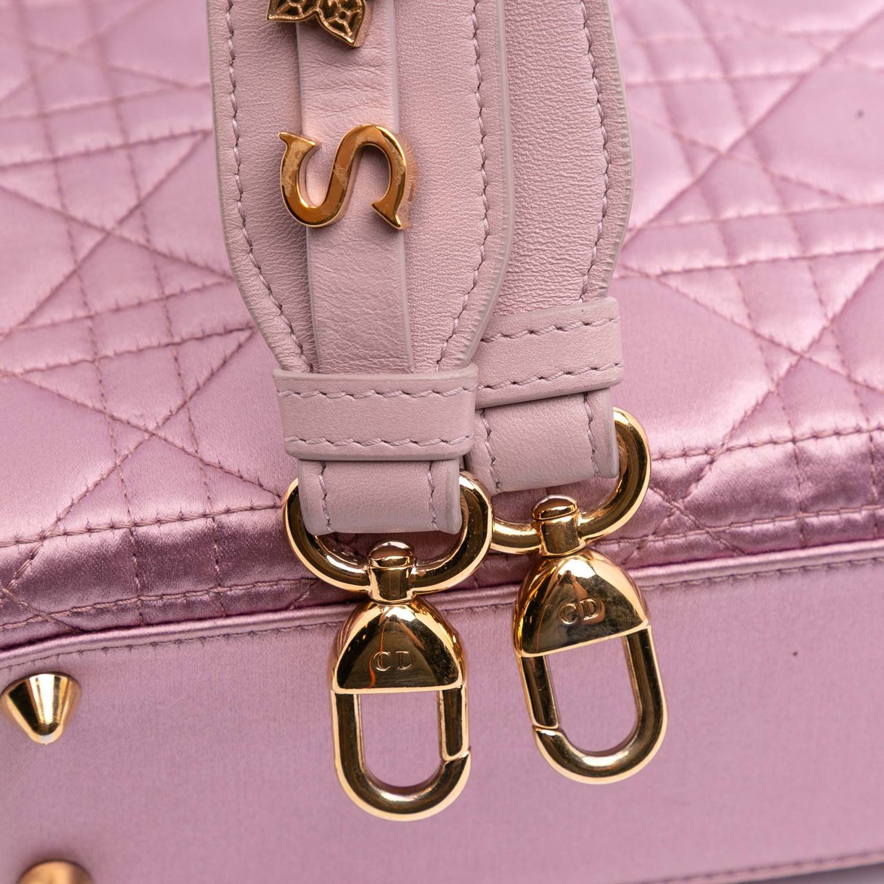 Dior Small Satin Cannage Swarovski Lady Dior Roze