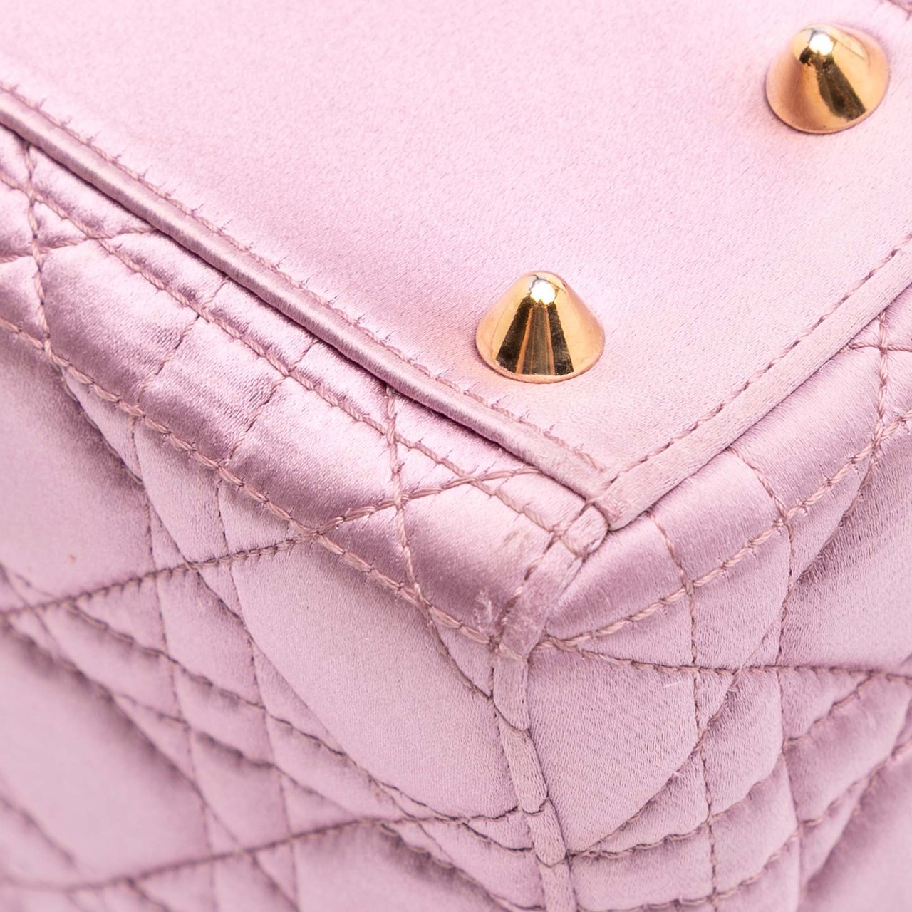 Dior Small Satin Cannage Swarovski Lady Dior Roze
