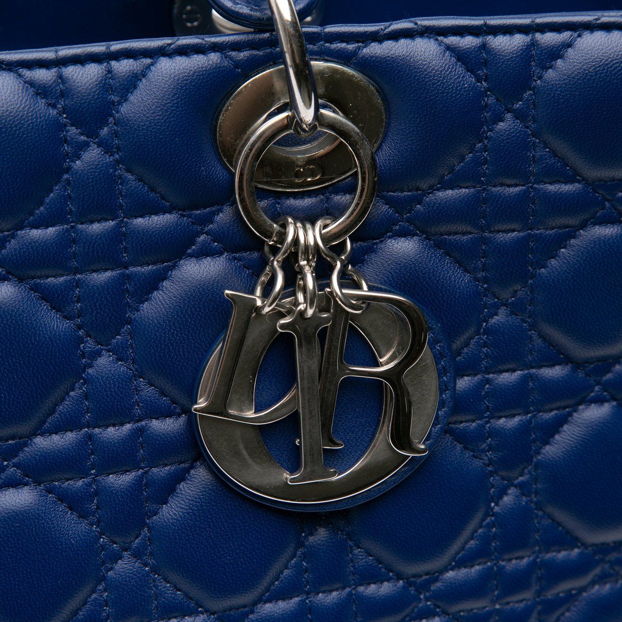 Dior Large Lambskin Cannage Lady Dior Blauw