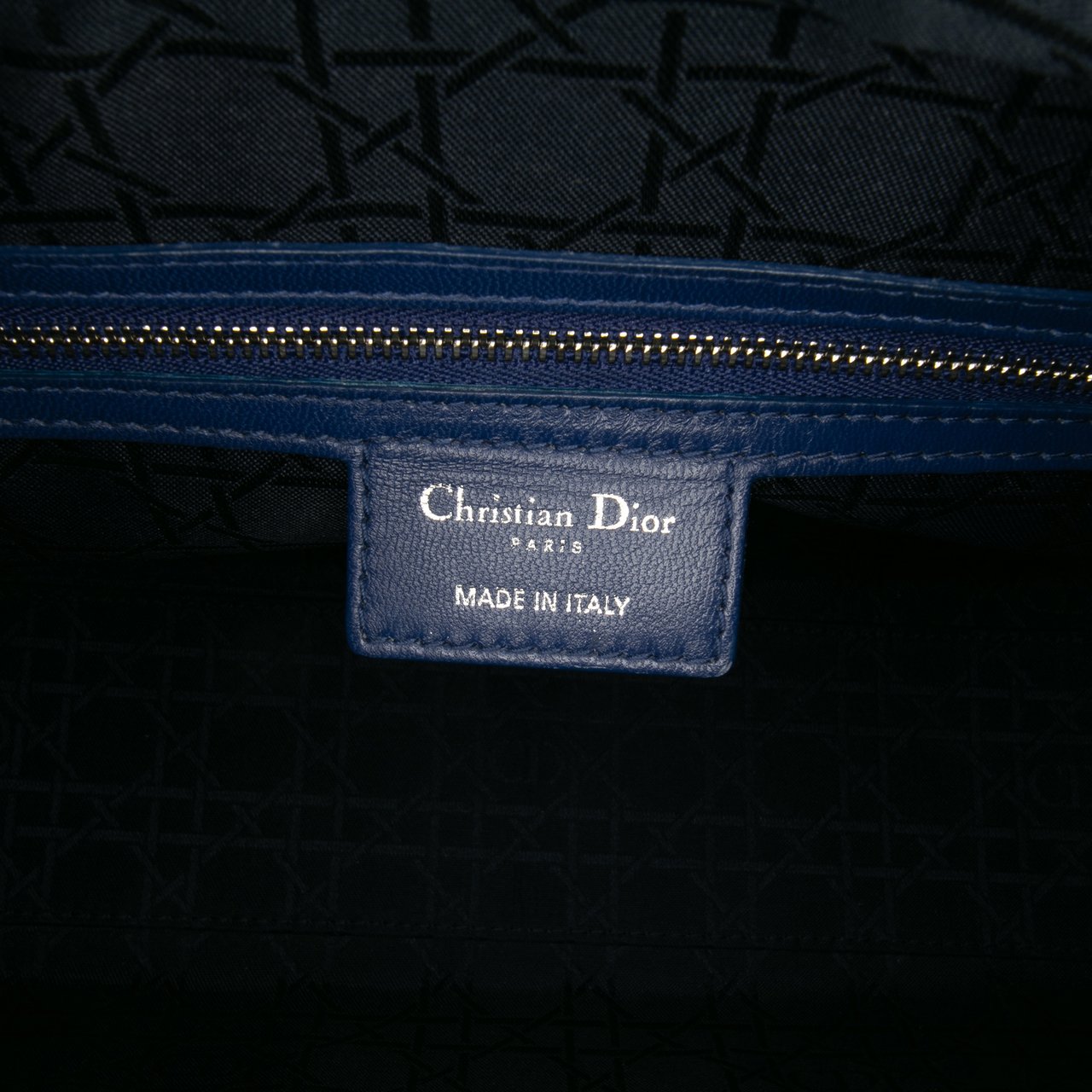 Dior Large Lambskin Cannage Lady Dior Blauw
