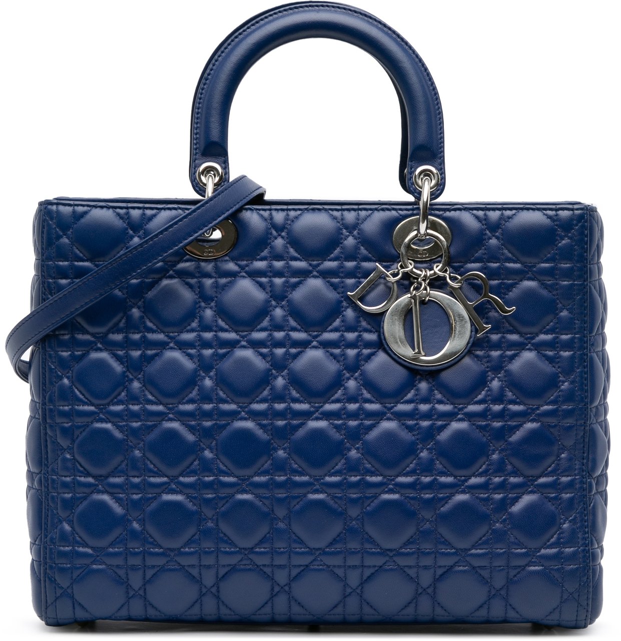 Dior Large Lambskin Cannage Lady Dior Blauw