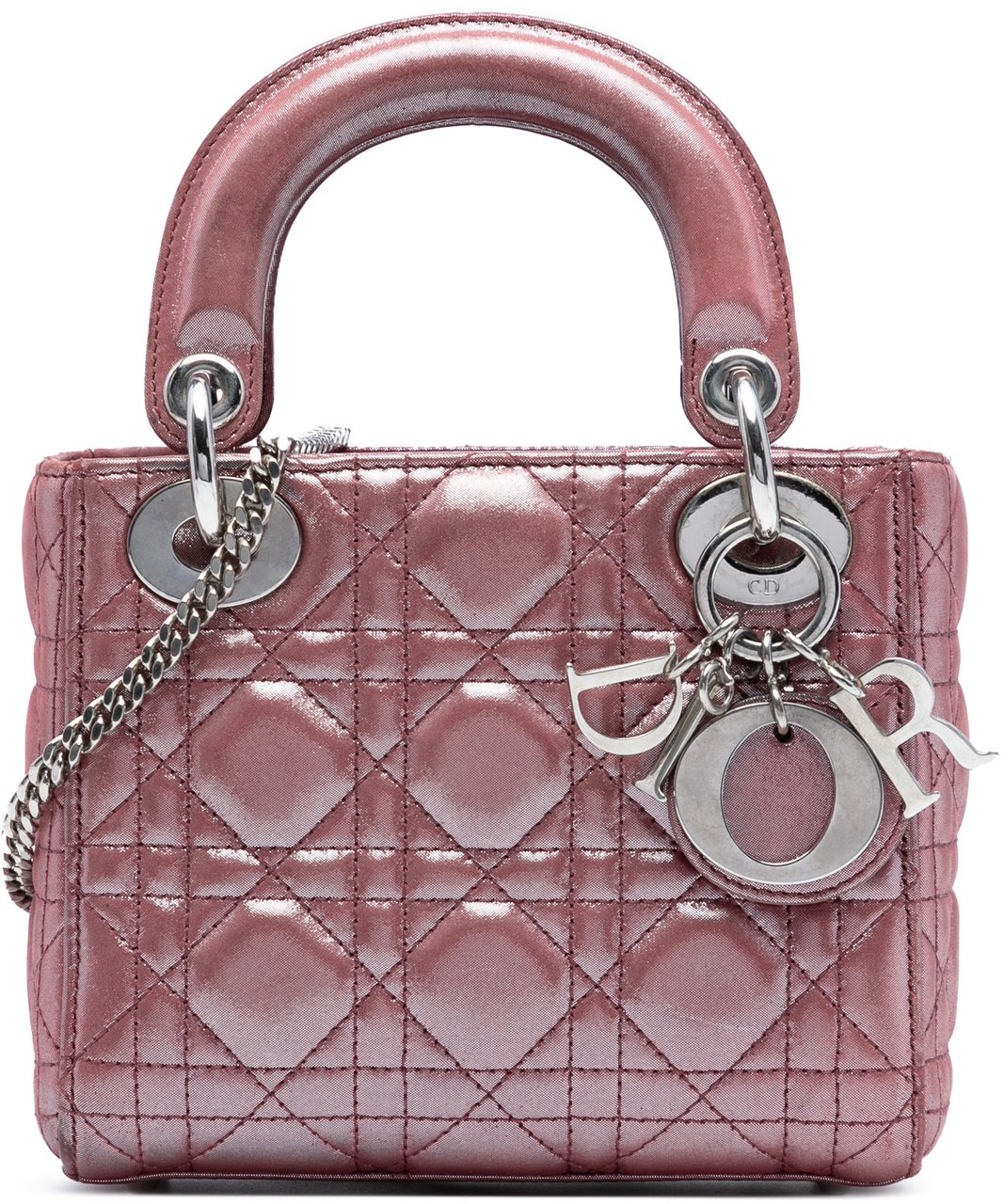 Dior Mini Iridescent Lambskin Cannage Lady Dior Roze