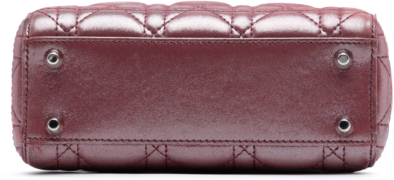 Dior Mini Iridescent Lambskin Cannage Lady Dior Roze