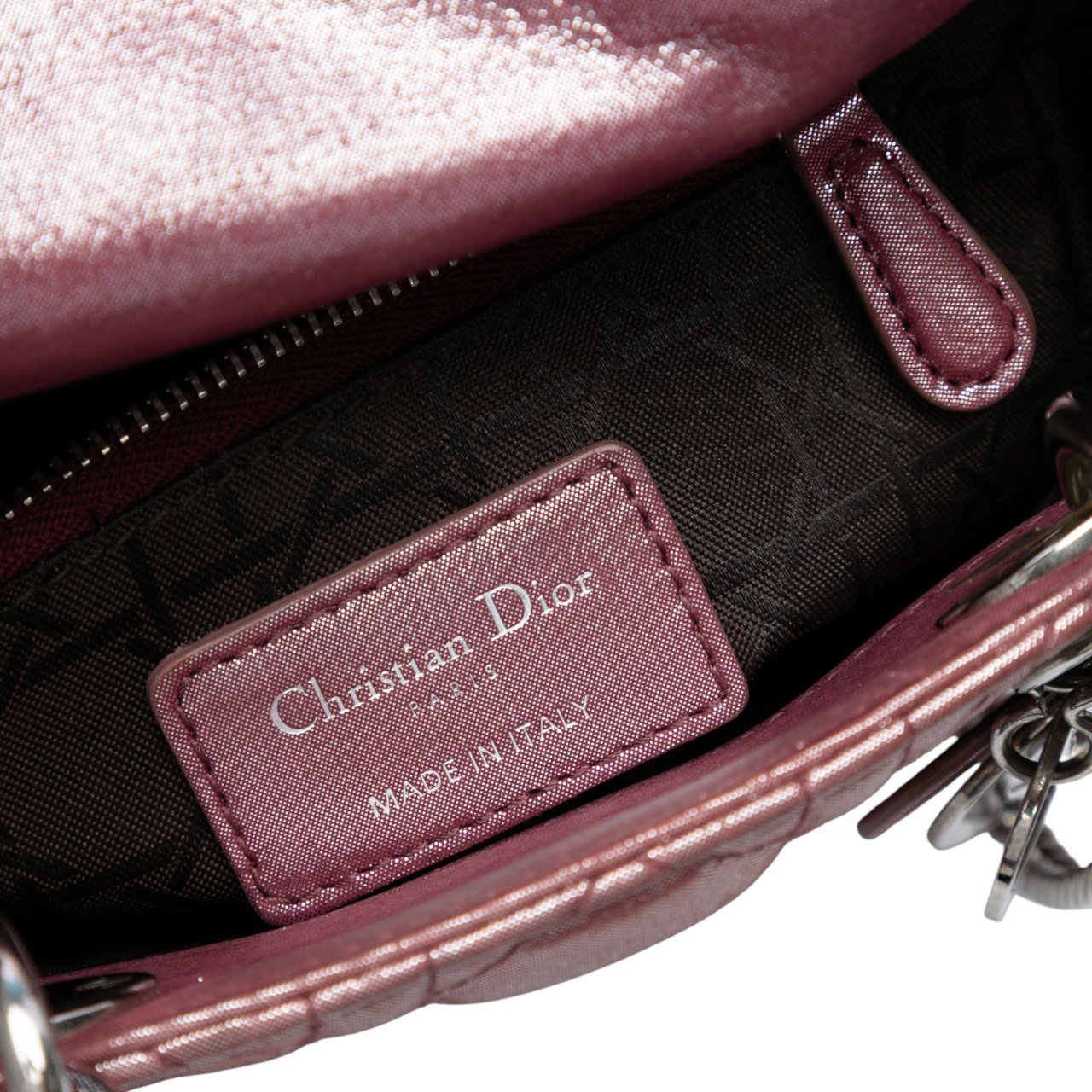 Dior Mini Iridescent Lambskin Cannage Lady Dior Roze