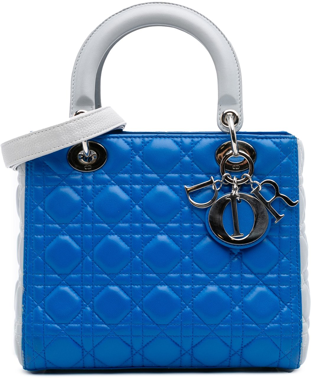Dior Medium Bicolor Lambskin Cannage Lady Dior Blauw