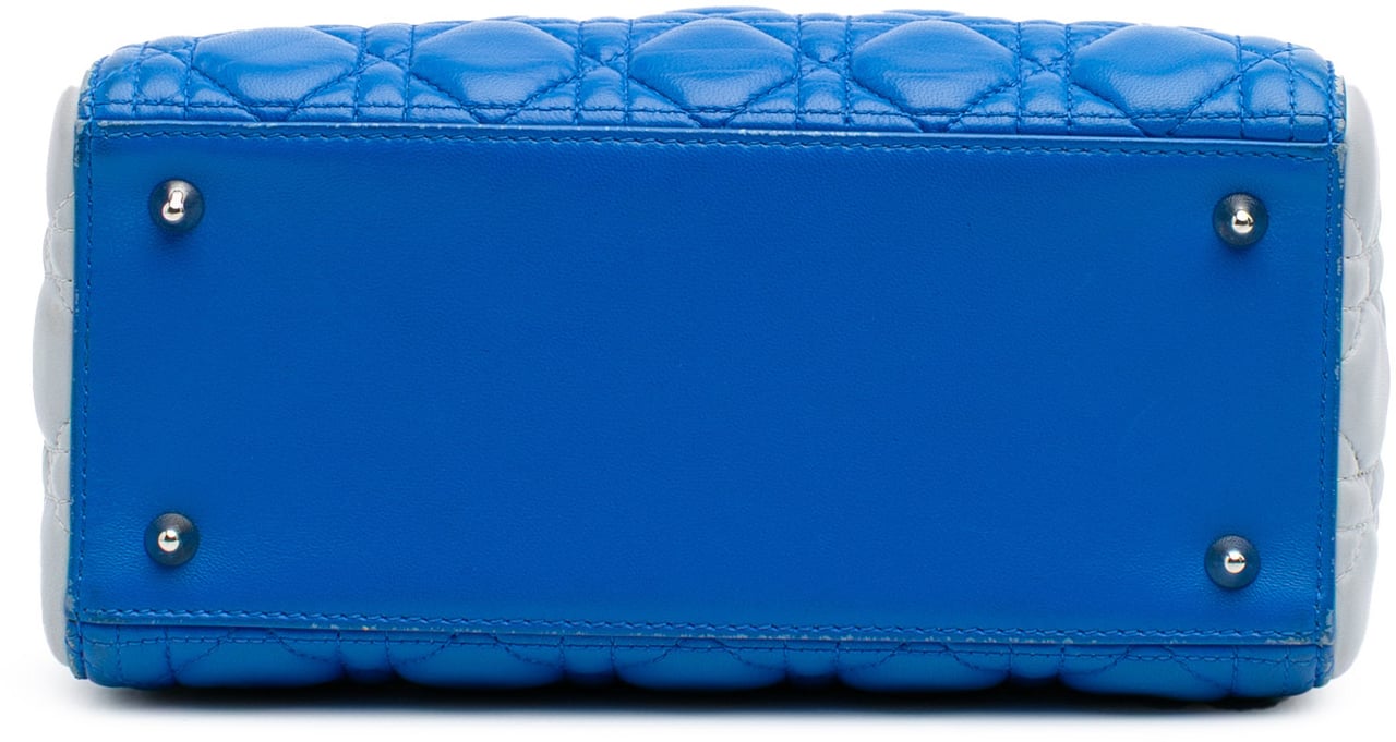 Dior Medium Bicolor Lambskin Cannage Lady Dior Blauw