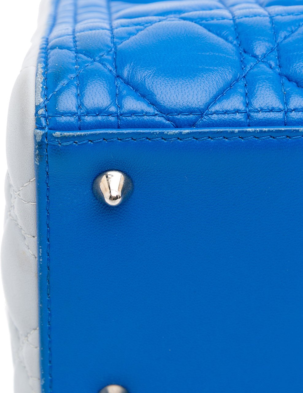 Dior Medium Bicolor Lambskin Cannage Lady Dior Blauw