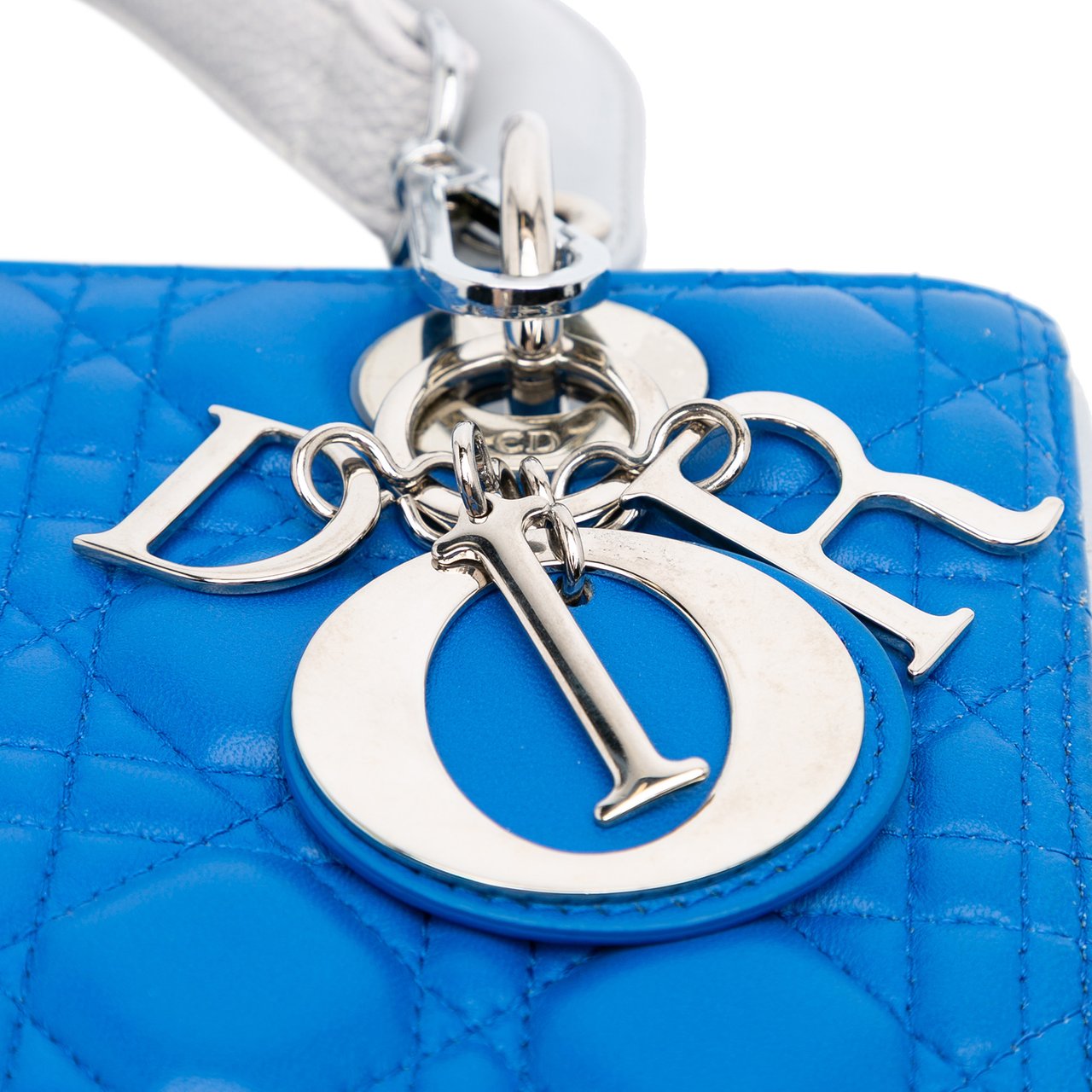 Dior Medium Bicolor Lambskin Cannage Lady Dior Blauw
