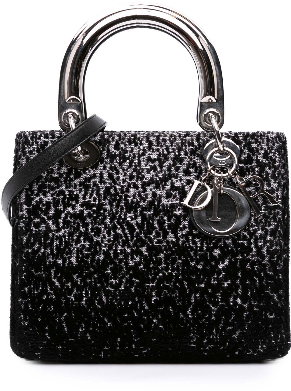 Dior Medium Velvet and Canvas Lady Dior Zwart