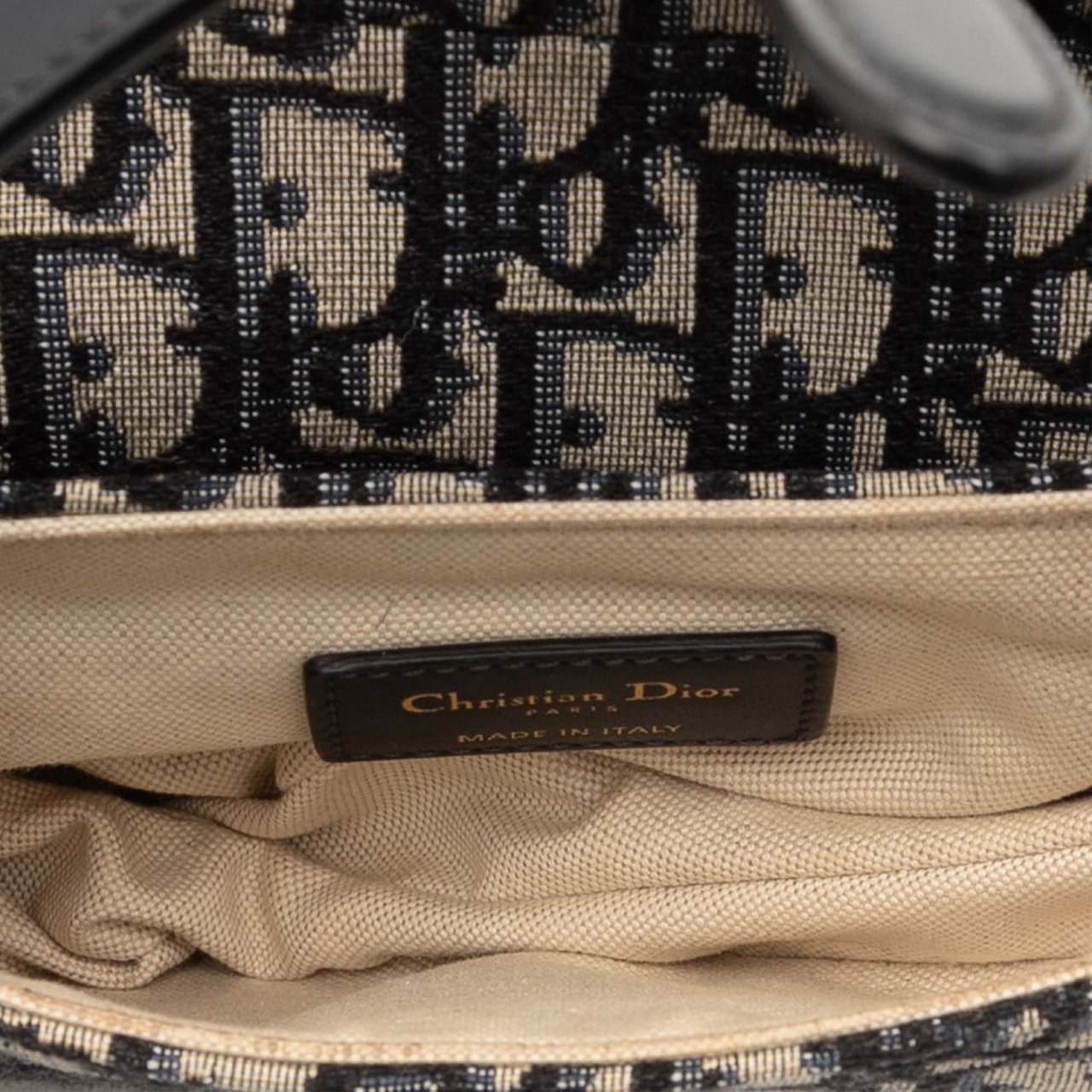 Dior Mini Oblique Canvas Saddle Bag Blauw