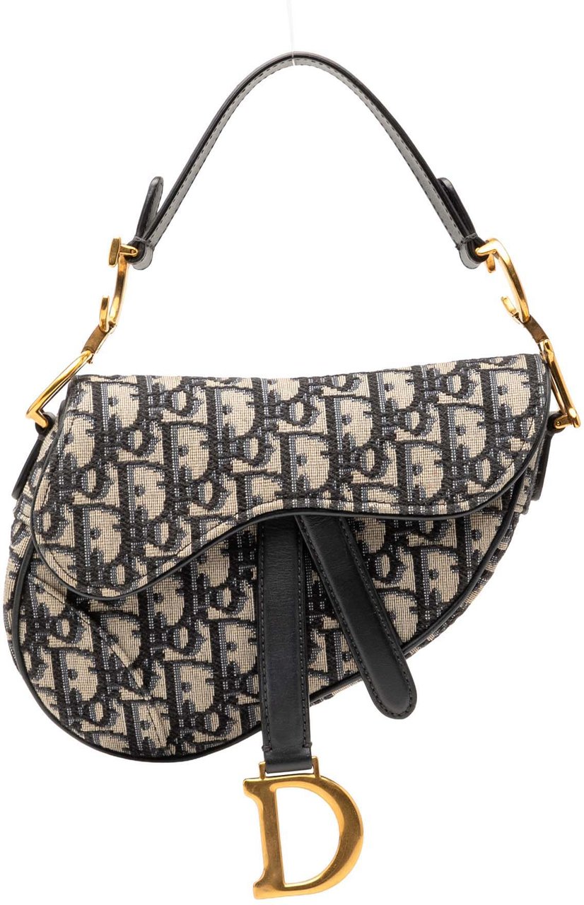 Dior Mini Oblique Canvas Saddle Bag Blauw