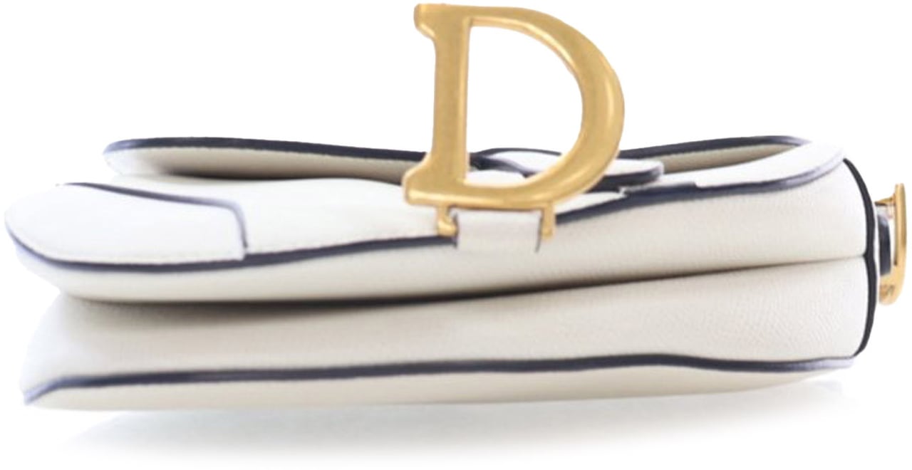 Dior Mini Grained Calfskin Saddle Bag Wit