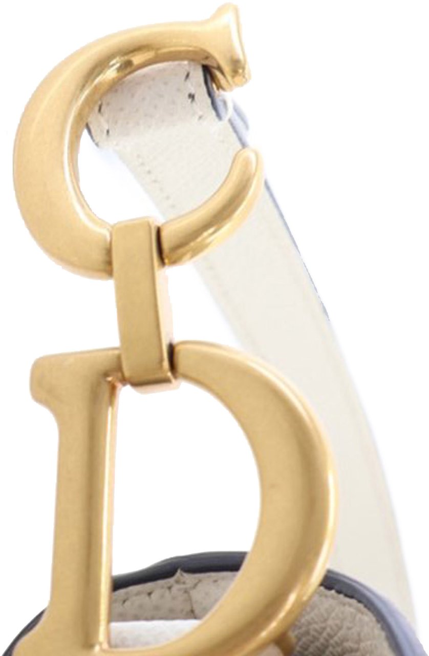 Dior Mini Grained Calfskin Saddle Bag Wit
