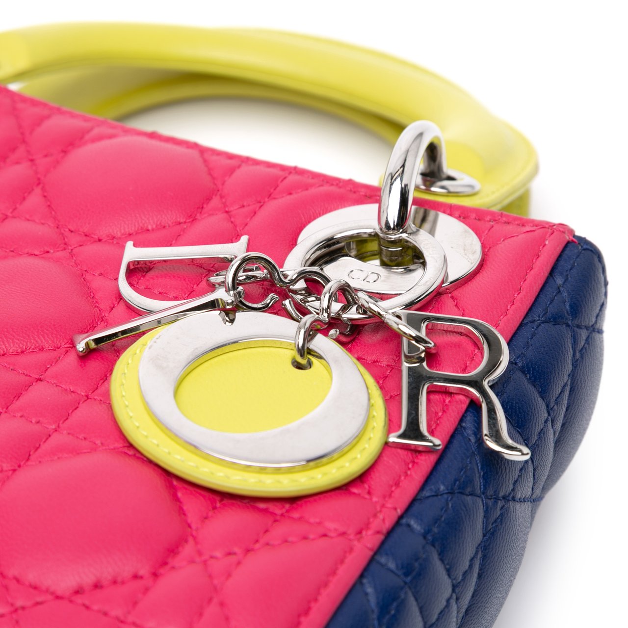 Dior Mini Tricolor Lambskin Cannage Lady Dior Roze