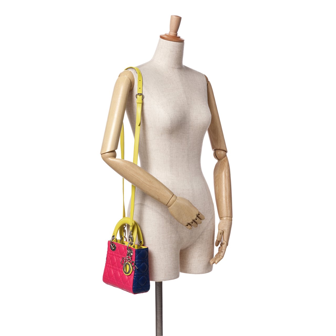 Dior Mini Tricolor Lambskin Cannage Lady Dior Roze