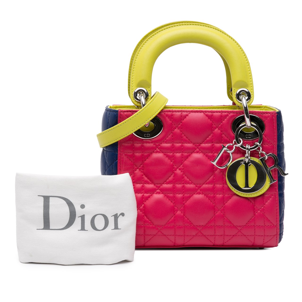 Dior Mini Tricolor Lambskin Cannage Lady Dior Roze