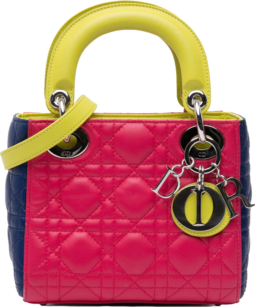 Dior Mini Tricolor Lambskin Cannage Lady Dior Roze