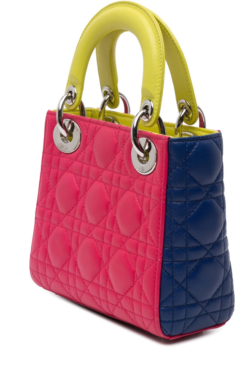 Dior Mini Tricolor Lambskin Cannage Lady Dior Roze