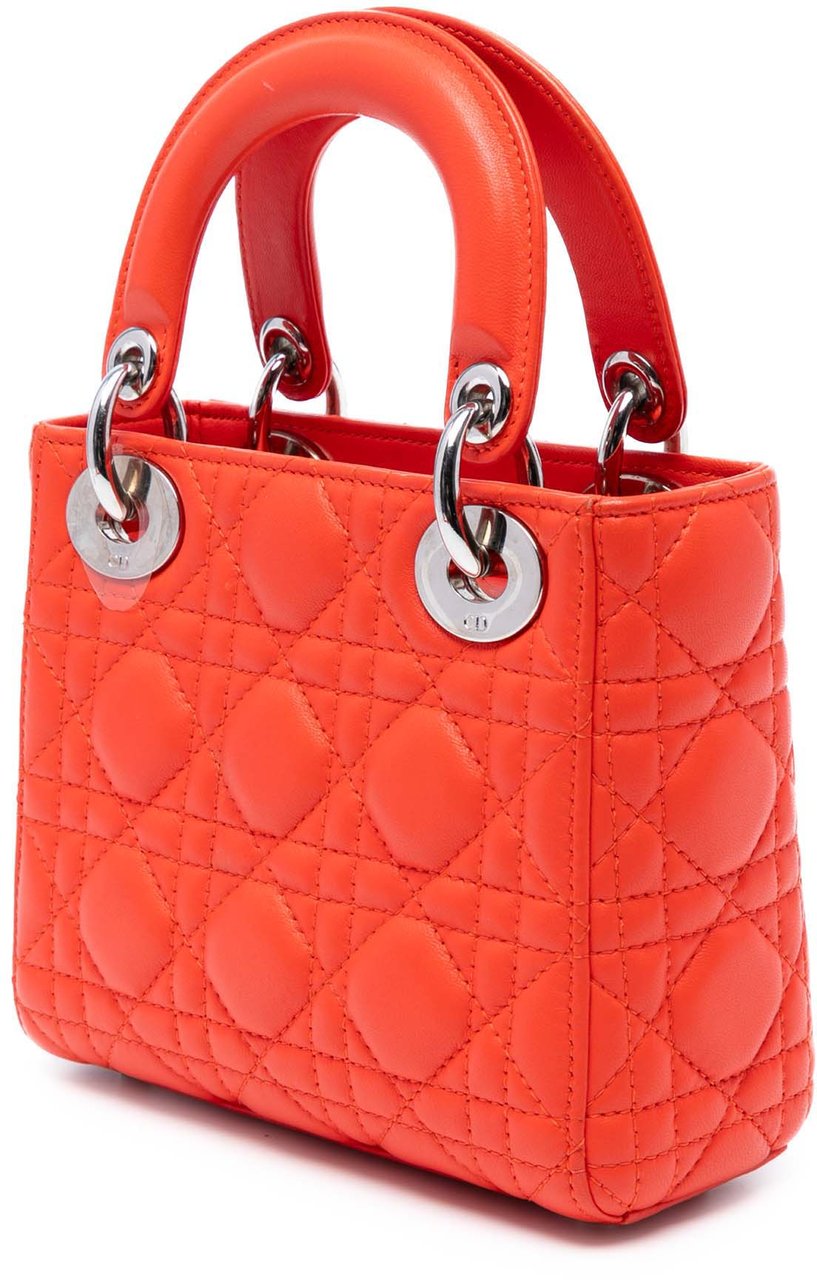 Dior Mini Lambskin Cannage Lady Dior Oranje