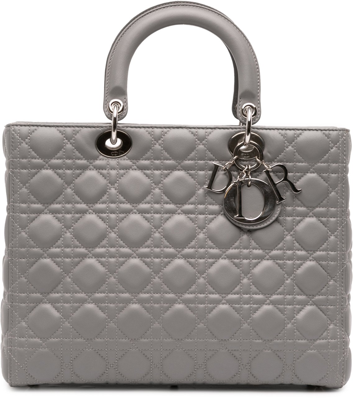 Dior Large Lambskin Cannage Lady Dior Grijs
