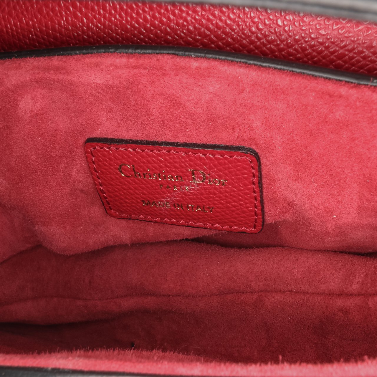 Dior Mini Grained Calfskin Saddle Bag Rood