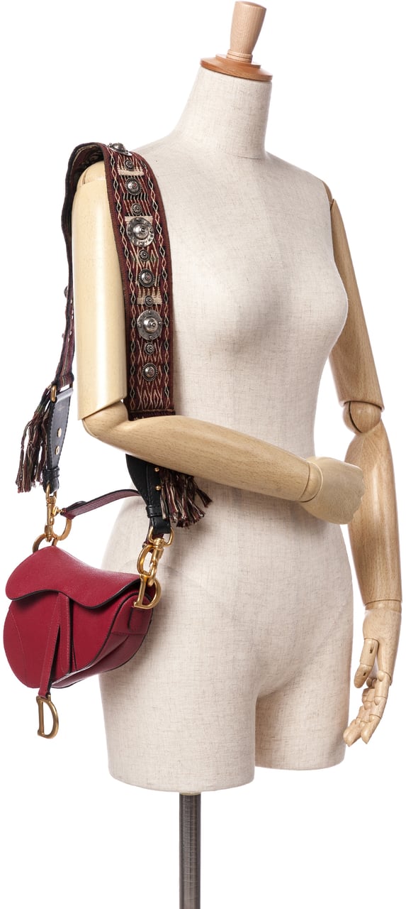Dior Mini Grained Calfskin Saddle Bag Rood