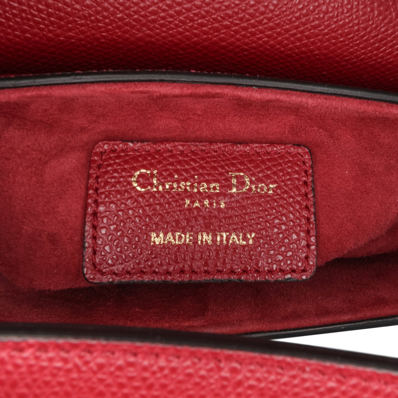 Dior Mini Grained Calfskin Saddle Bag Rood