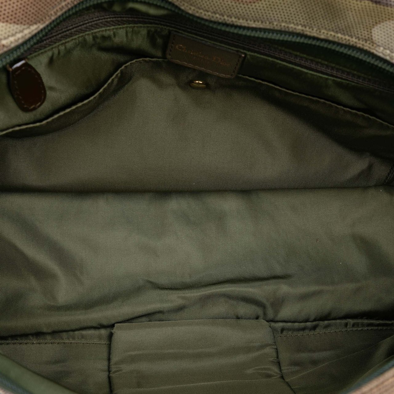 Dior Camouflage Coated Canvas Double Saddle Bowler Bag Groen