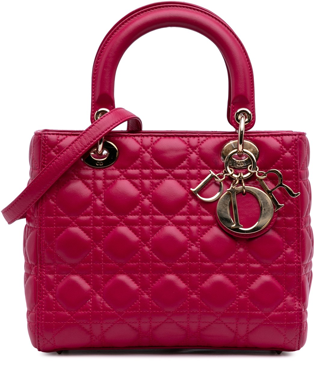 Dior Medium Lambskin Cannage Lady Dior Roze