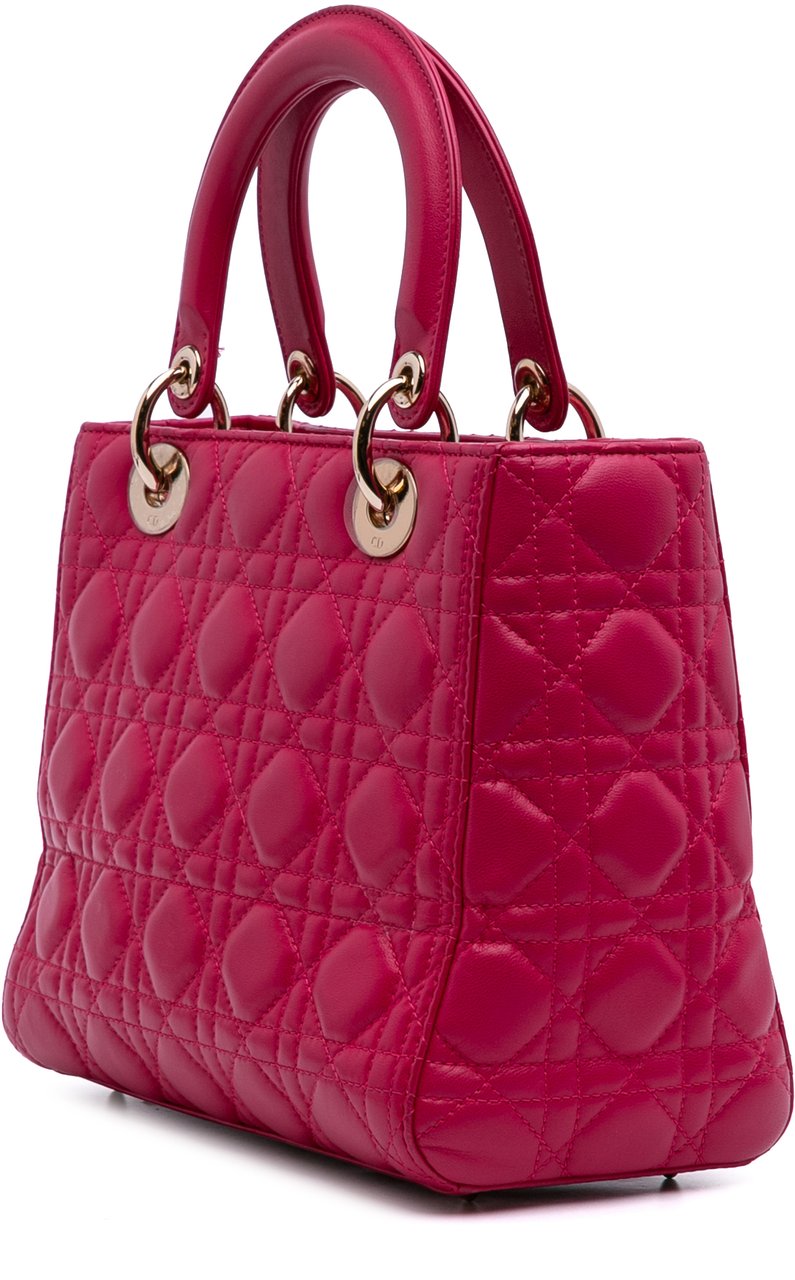Dior Medium Lambskin Cannage Lady Dior Roze
