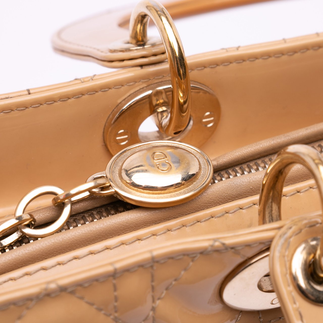 Dior Large Patent Cannage Lady Dior Bruin
