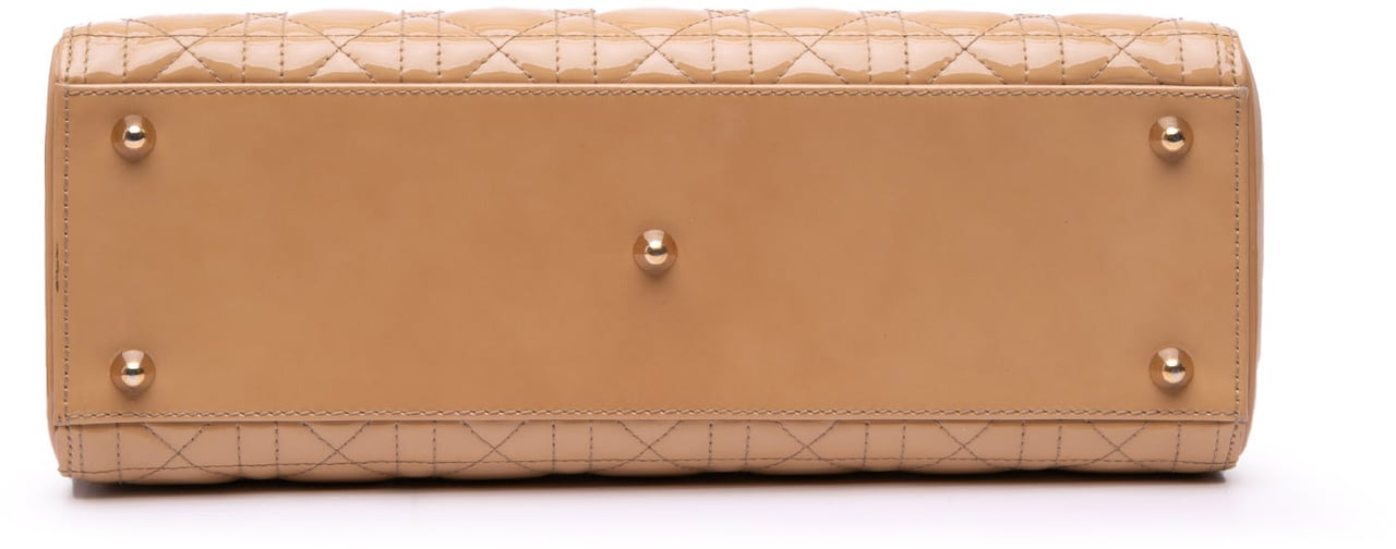 Dior Large Patent Cannage Lady Dior Bruin