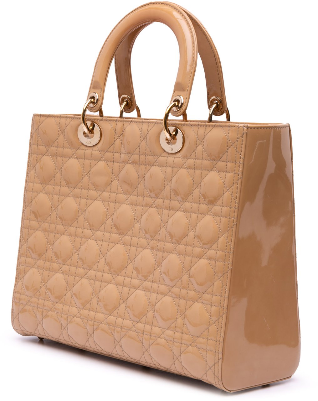 Dior Large Patent Cannage Lady Dior Bruin