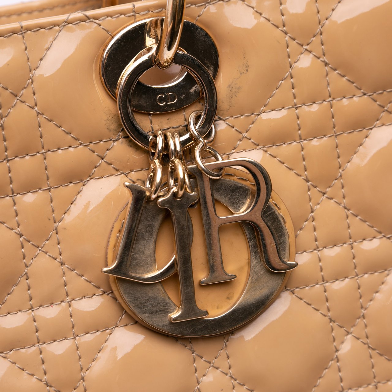 Dior Large Patent Cannage Lady Dior Bruin