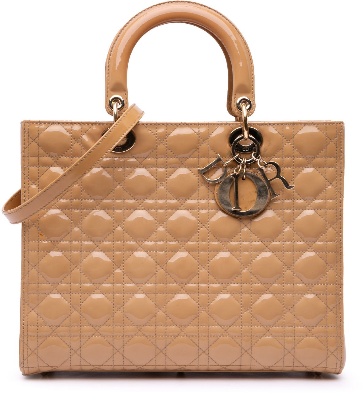 Dior Large Patent Cannage Lady Dior Bruin