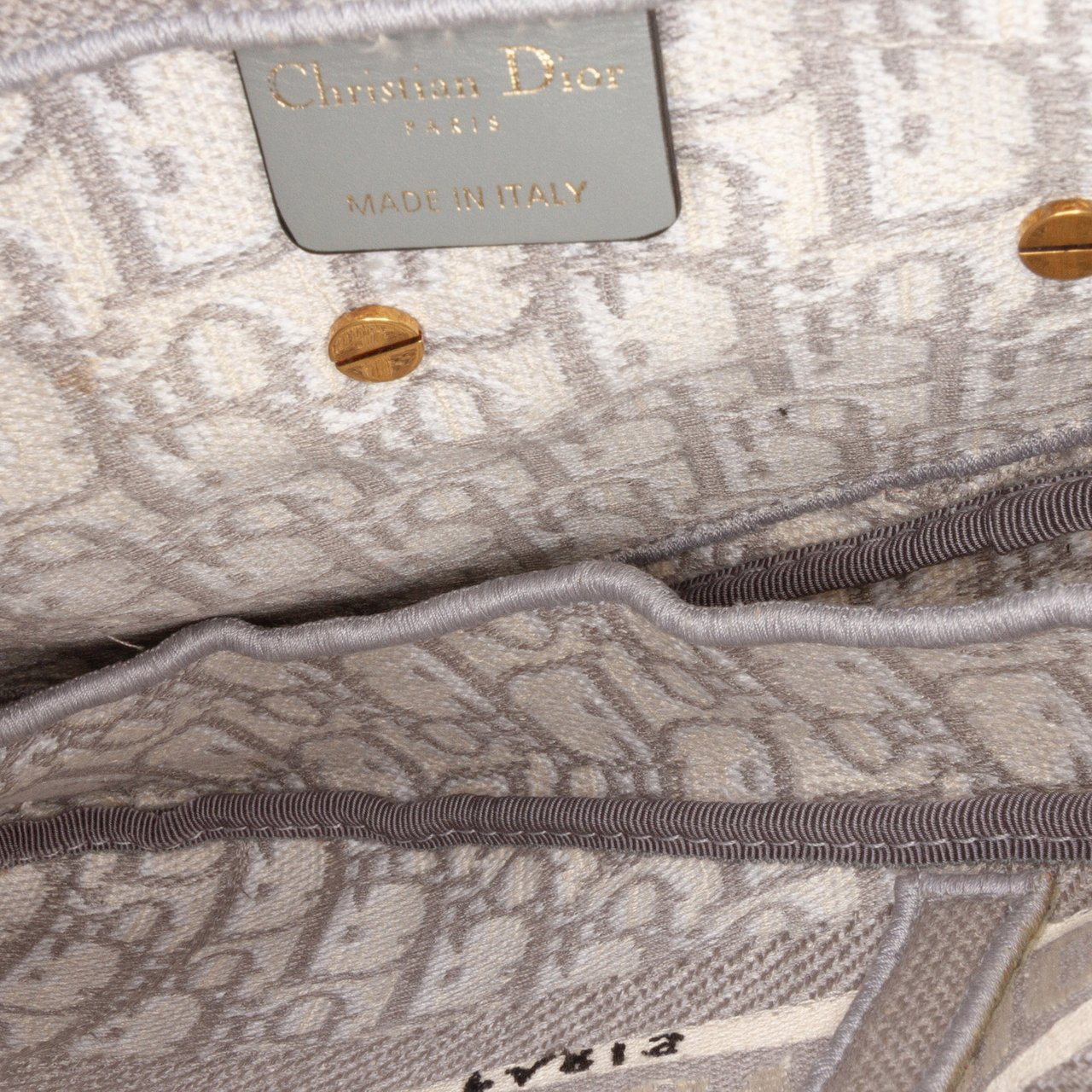 Dior Oblique Canvas Embroidered Saddle Bag Grijs