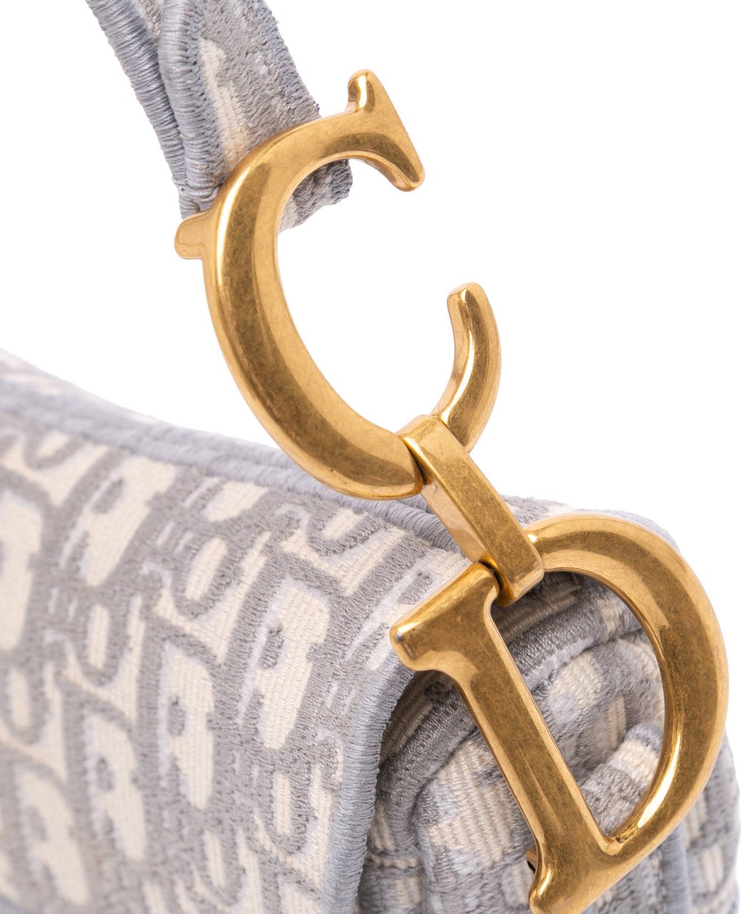 Dior Oblique Canvas Embroidered Saddle Bag Grijs